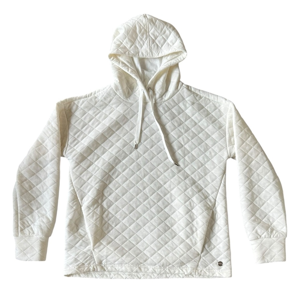 JONES NEW YORK SPORT ivory/off white quilted hoodie size Large